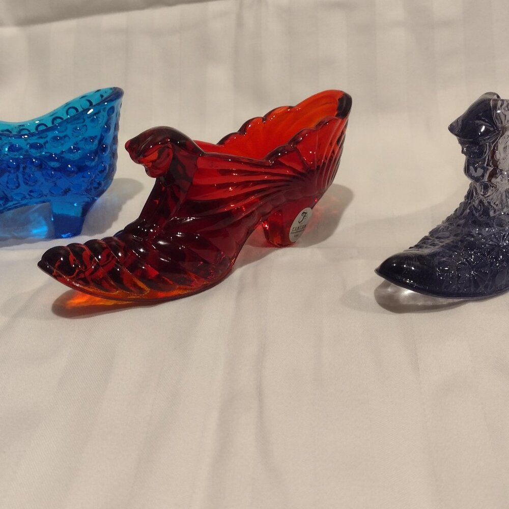Fenton Cat Head Shoe Figurines